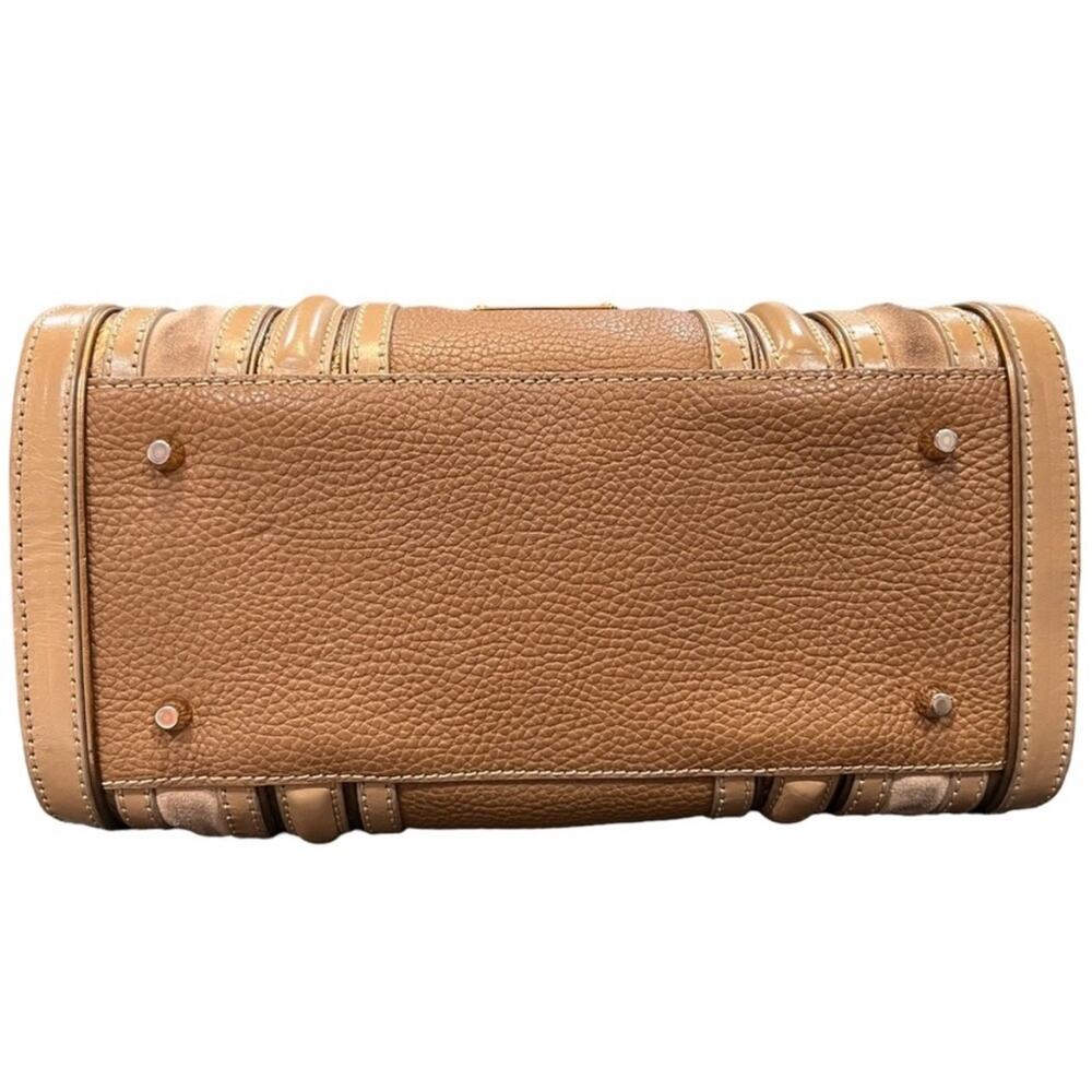 Burberry Alchester Leather Suede Two Way Bowler Bag Zip Close Gold Tone Hardware - Picture 9 of 10